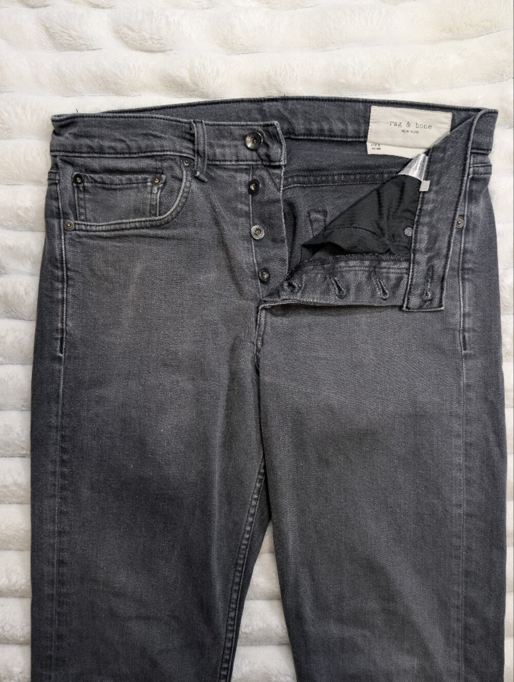 Rag & Bone Fit 2 Slim Dark Grey Jeans Size 31 Button Fly Shelter